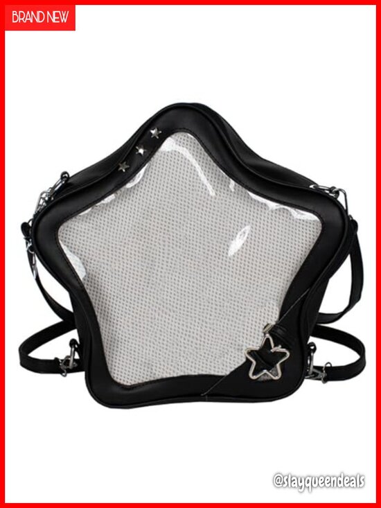 Star Shape Ita Bag PU Leather Crossbody Backpack Purse with Display Window